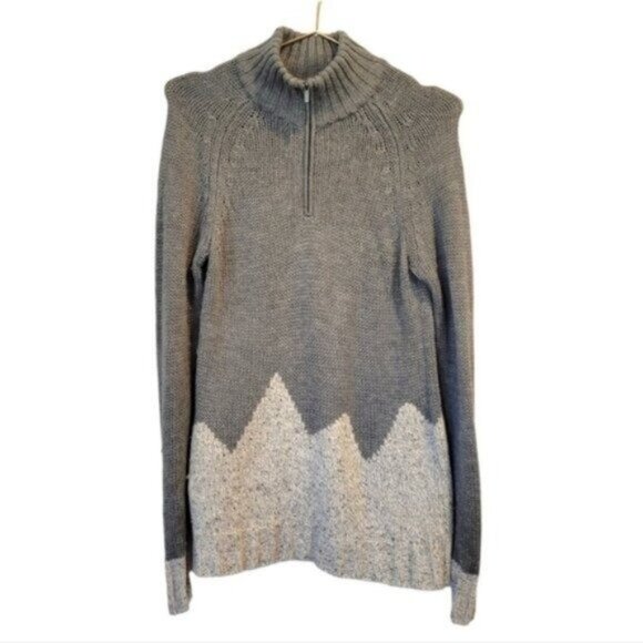 Horny Toad | Snowbourn 1/4 Zip Lamb wool Merino Wool Blend Sweater Gray - Picture 1 of 7